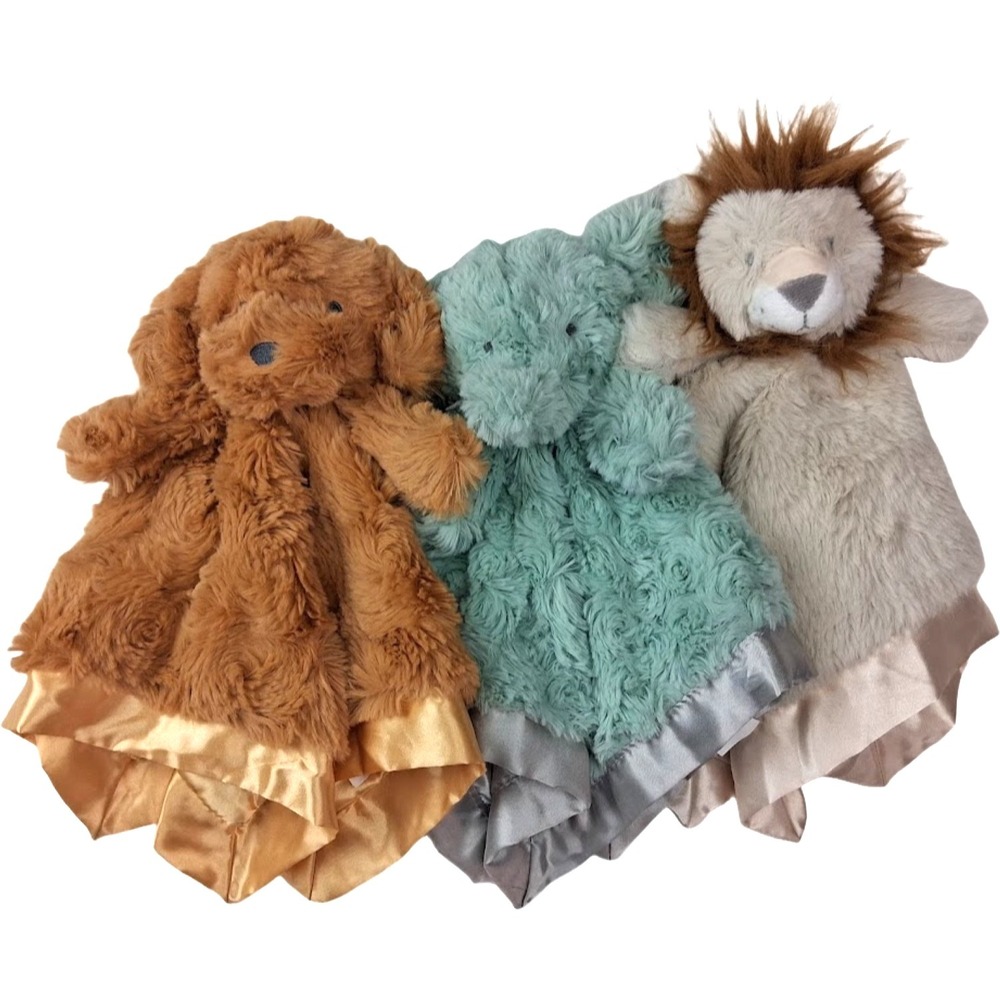 Cloud Island Baby Security Blanket Lot Elephant Dog Lion Lovey Satin Target 3pc